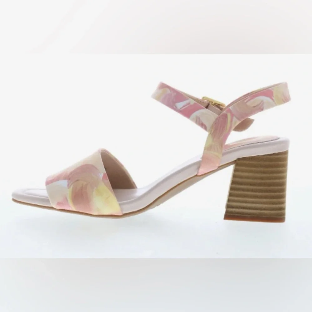 Rockport X Oh Joy! Collaboration Pink Multi Block Heel Sandal: Size 7.5
